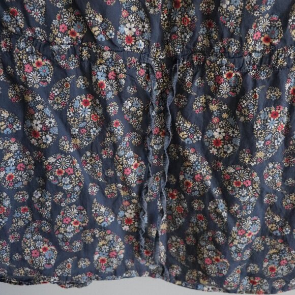 Aigle Womens Blue Sz S Buttoned Henley Short Sleeve Paisley Casual Tunic Top - Picture 9 of 14